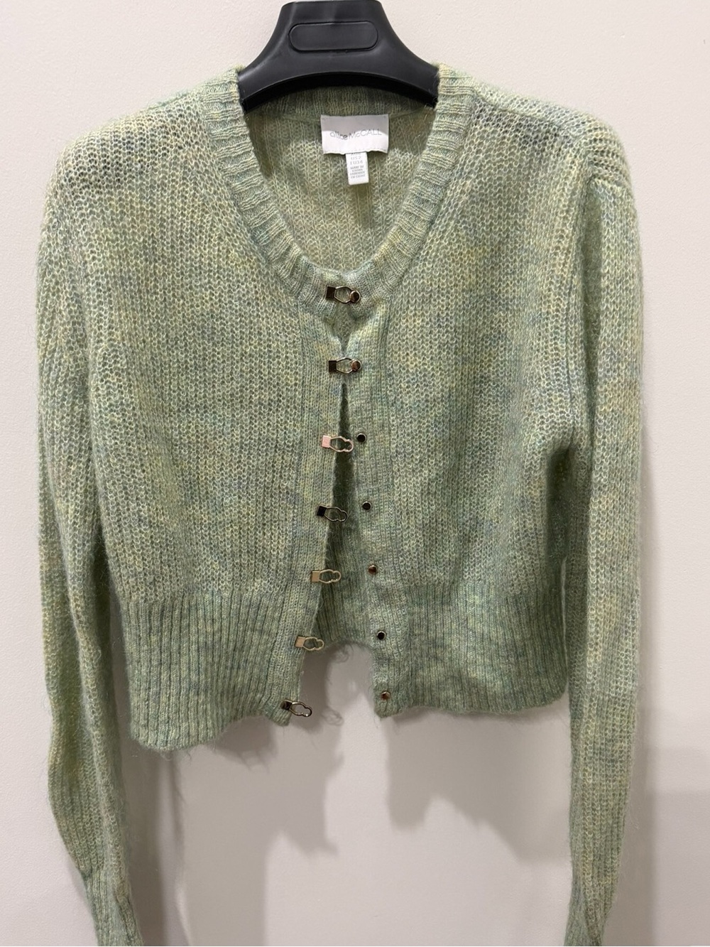 Alice McCall Pale Green Hook-Front Knit Cardigan